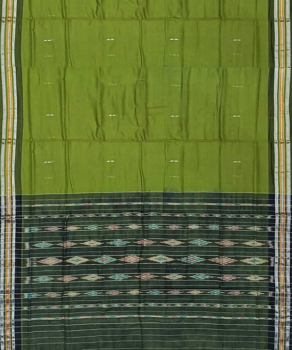 Olive green black handloom nuapatna cotton saree