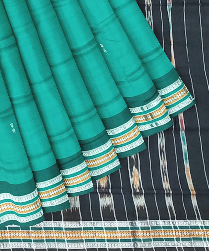 Pine green black cotton handloom nuapatna saree
