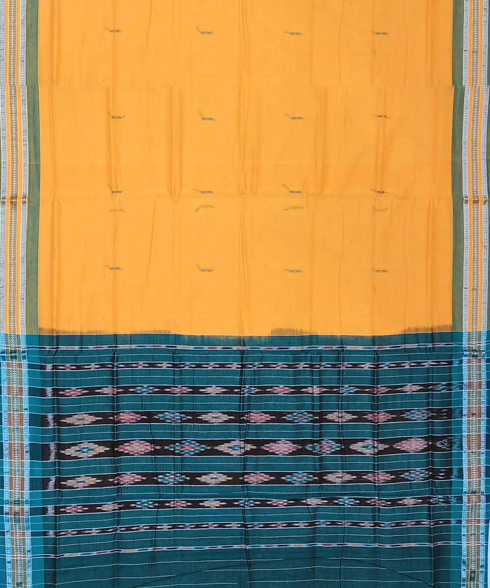 Corn yellow black cotton handloom nuapatna saree