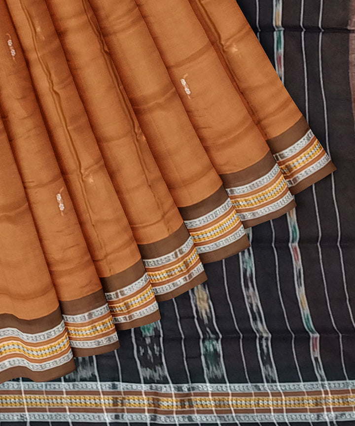 Brown black handloom nuapatna cotton saree