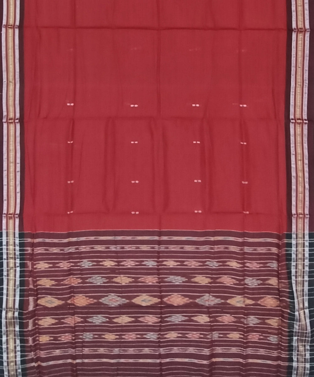 Maroon black shaded cotton handloom nuapatna saree