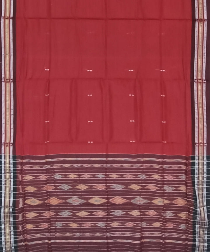 Maroon black shaded cotton handloom nuapatna saree