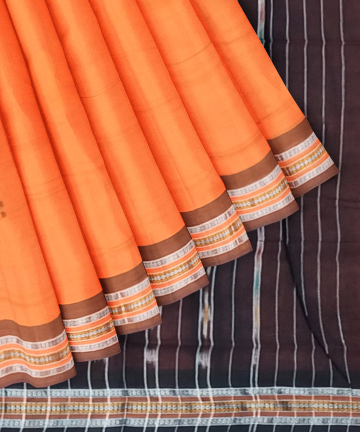 Orange maroon cotton handloom nuapatna saree