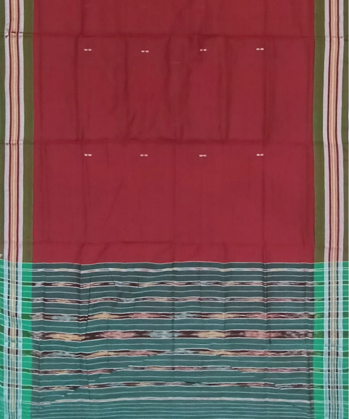 Maroon green nuapatna cotton handloom saree
