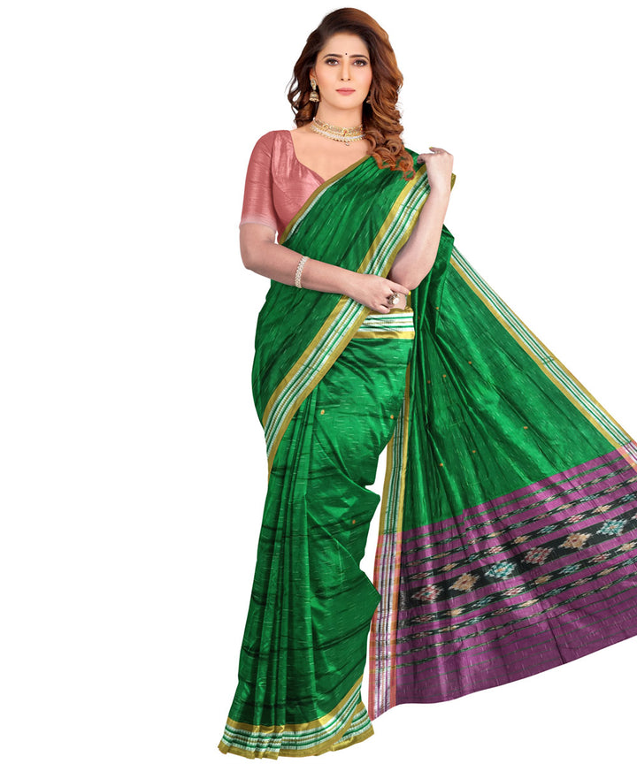 Light green purple cotton handloom nuapatna saree