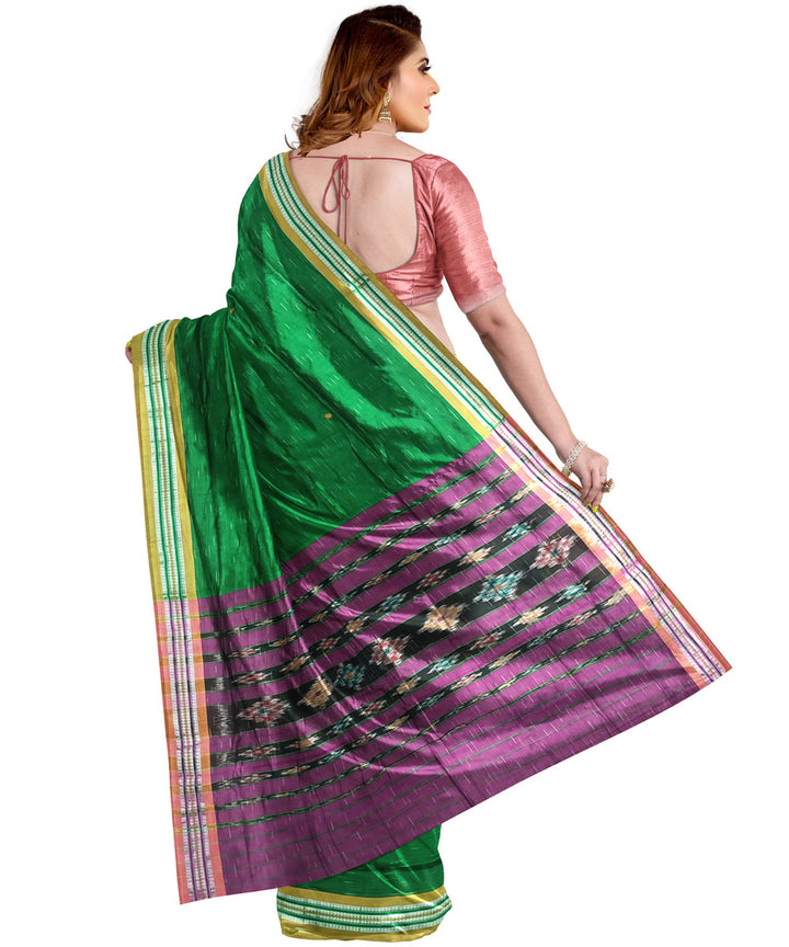Light green purple cotton handloom nuapatna saree