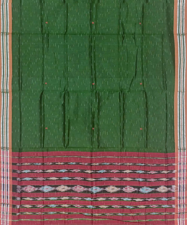 Dark green maroon handloom nuapatna cotton saree