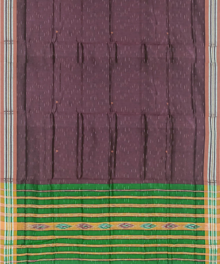 Taupe green cotton handloom nuapatna saree