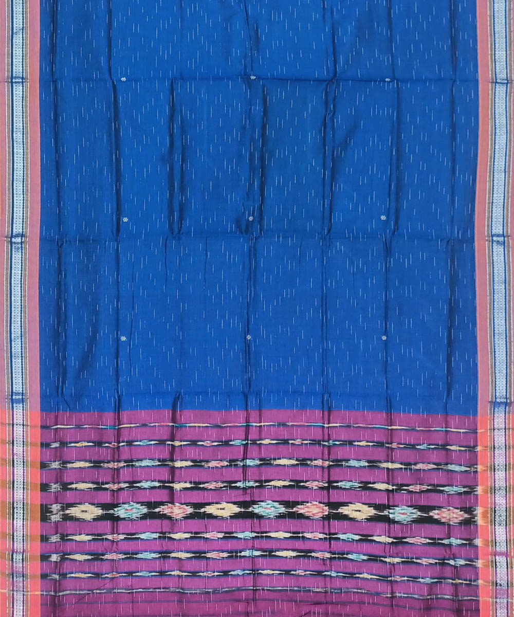 Royal blue purple cotton handloom nuapatna saree