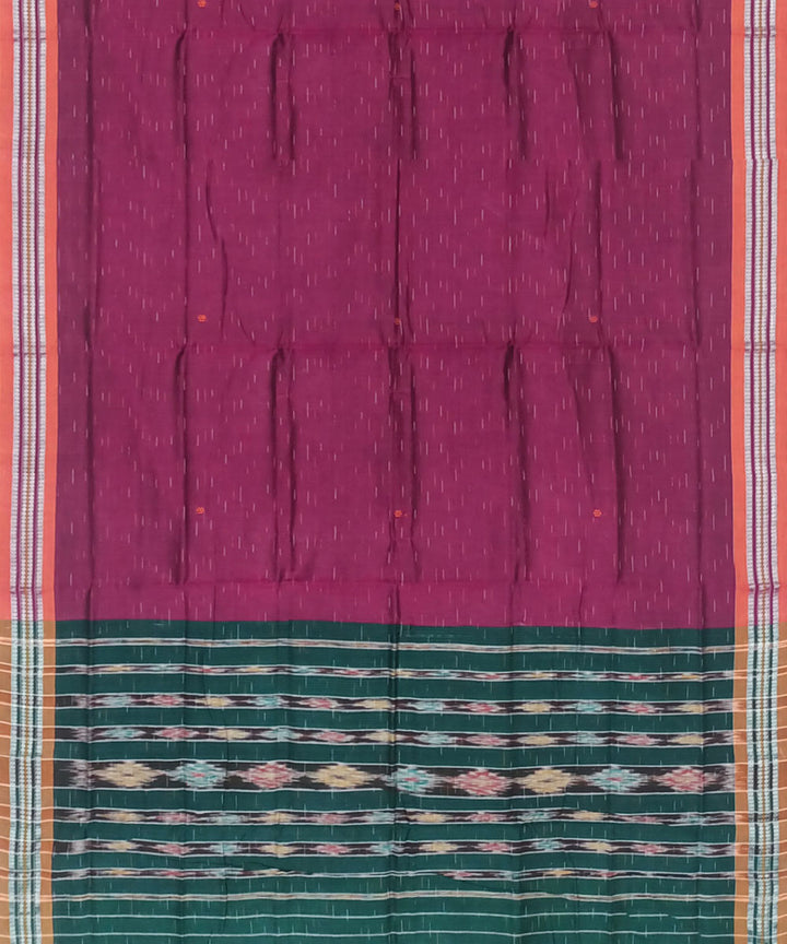 Purple green cotton handloom nuapatna saree