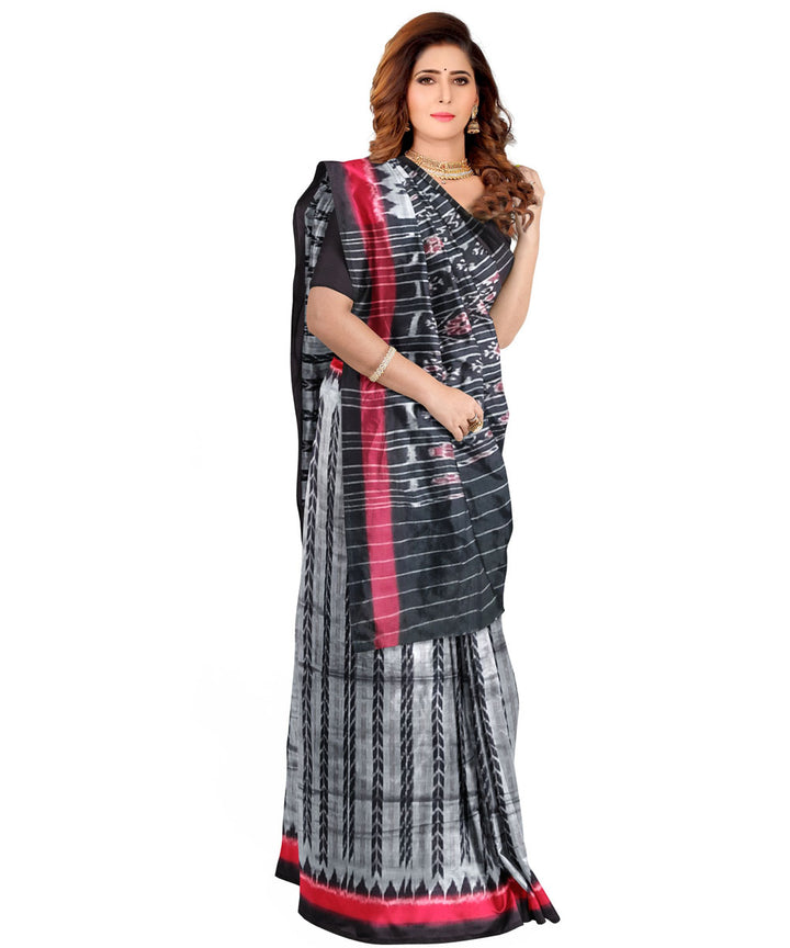 Grey black handloom cotton nuapatna saree