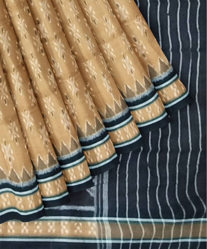 Light brown black handloom cotton nuapatna saree