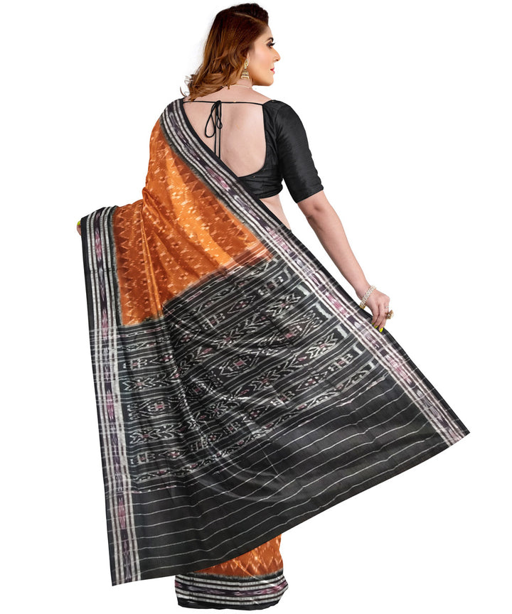 Brown black nuapatna handloom cotton saree