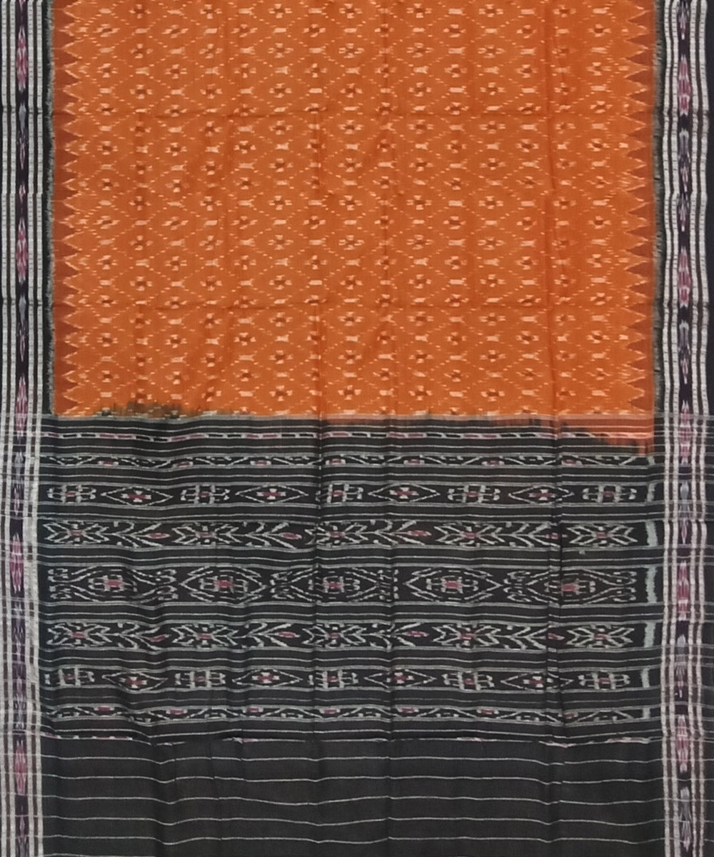 Brown black nuapatna handloom cotton saree