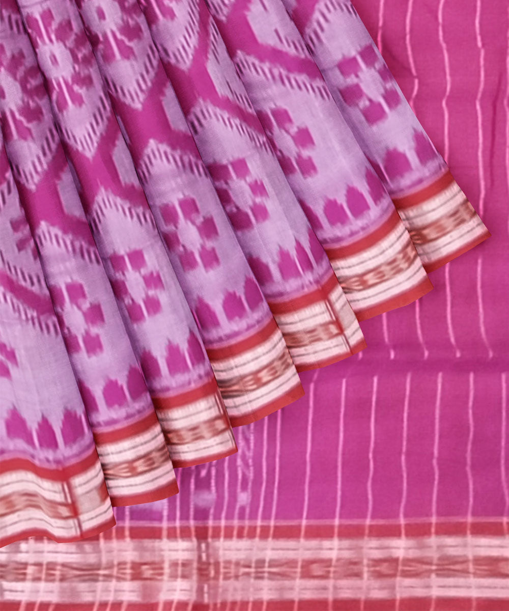 Pink red handloom cotton nuapatna saree