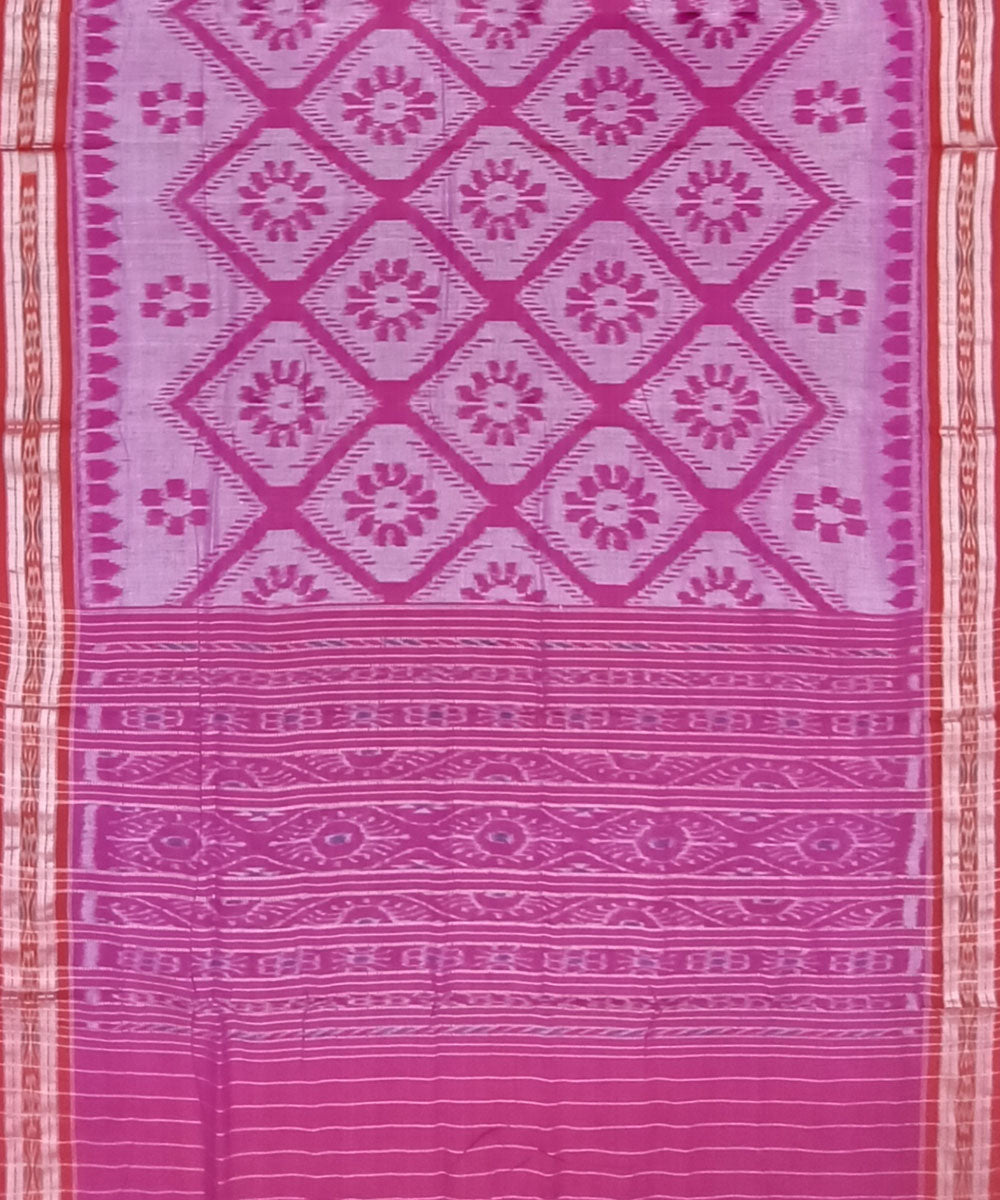 Pink red handloom cotton nuapatna saree