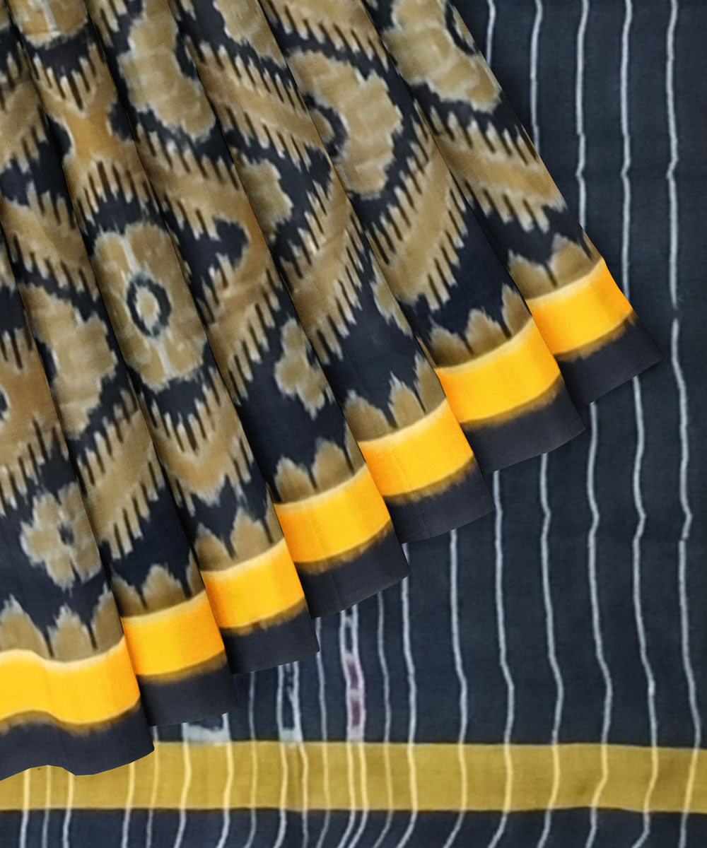 Black yellow cotton handloom nuapatna saree