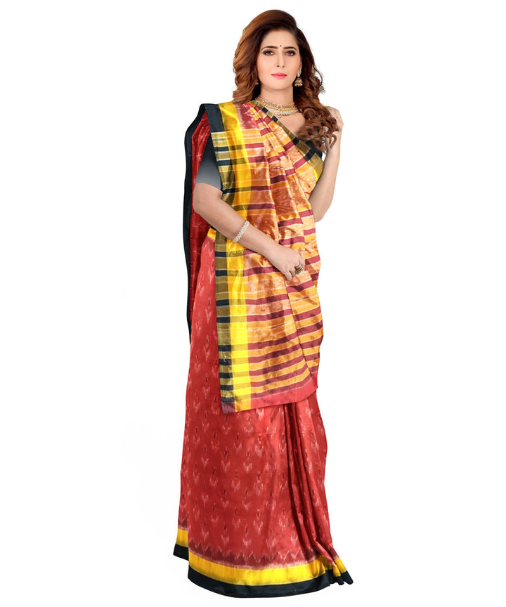Red yellow black cotton handloom nuapatna saree