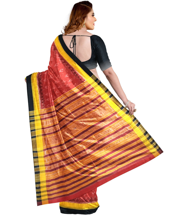 Red yellow black cotton handloom nuapatna saree