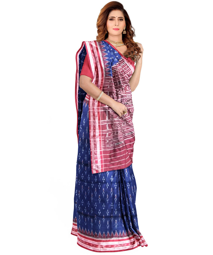 Royal blue red cotton handloom nuapatna saree