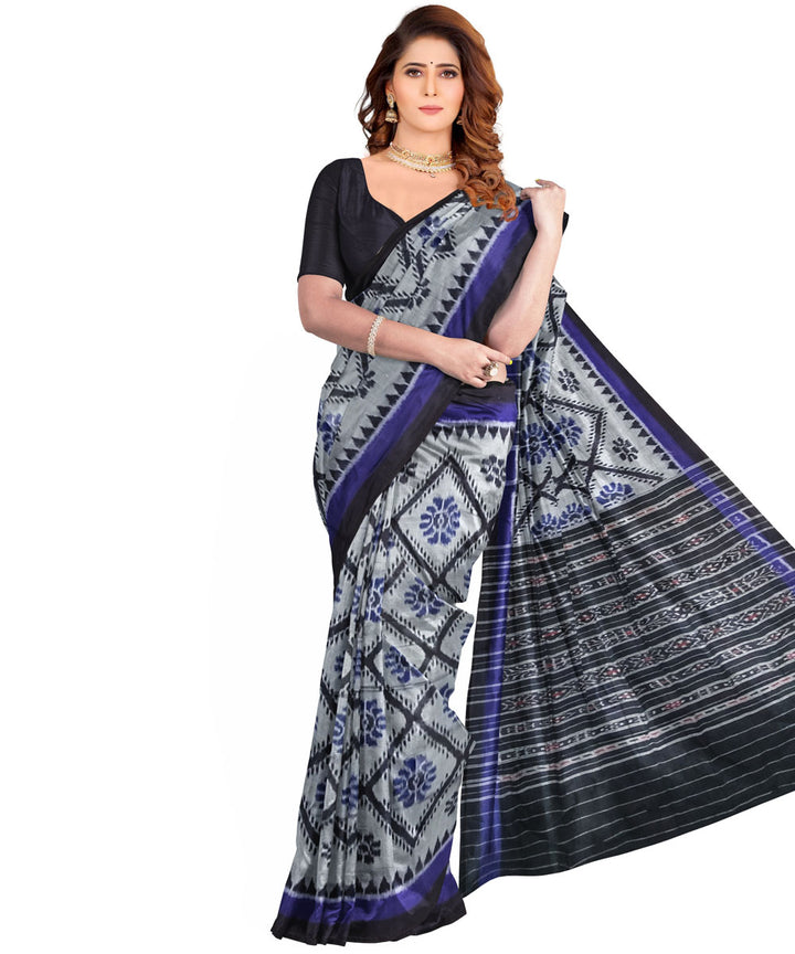 Grey blue black handloom cotton nuapatna saree