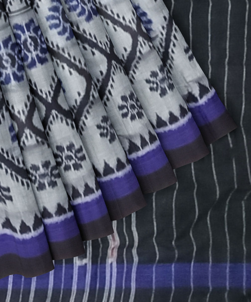 Grey blue black handloom cotton nuapatna saree