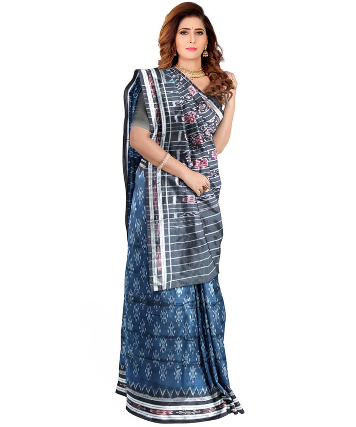 Indigo black cotton handloom nuapatna saree