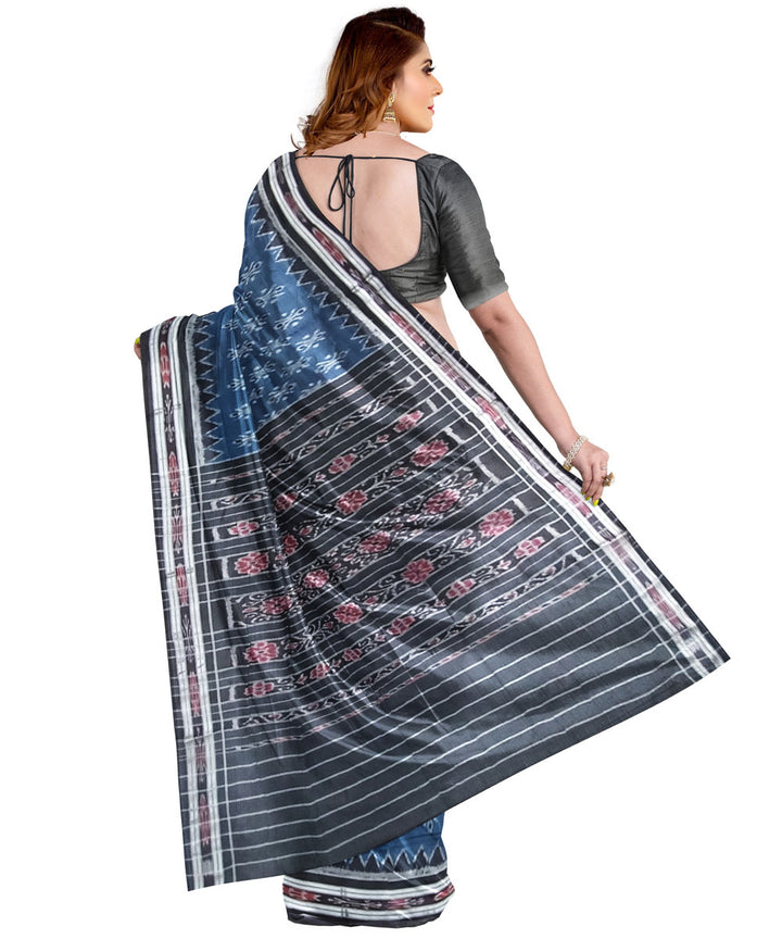 Indigo black cotton handloom nuapatna saree