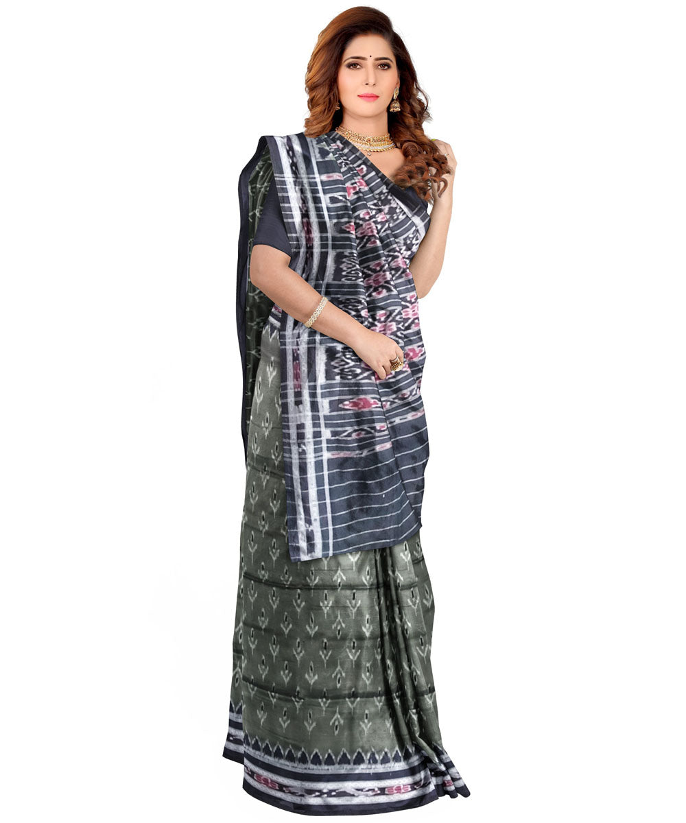 Deep sage black cotton handloom nuapatna saree