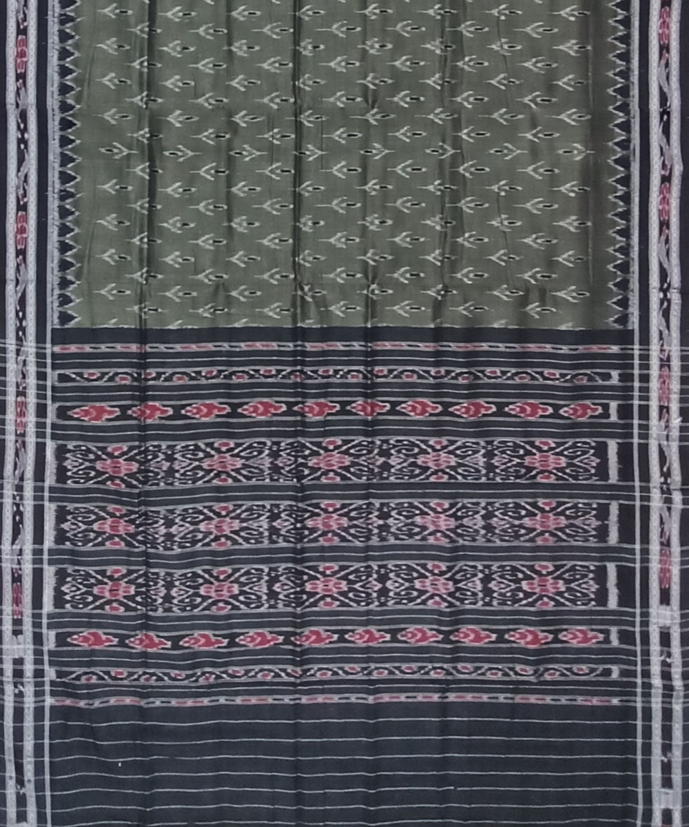 Deep sage black cotton handloom nuapatna saree
