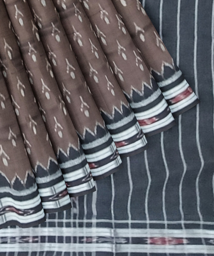 Deep brown black cotton handloom nuapatna saree