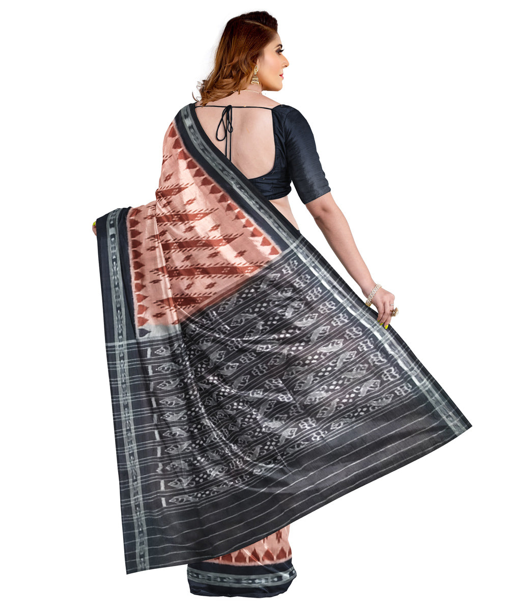 Brown black cotton nuapatna handloom saree