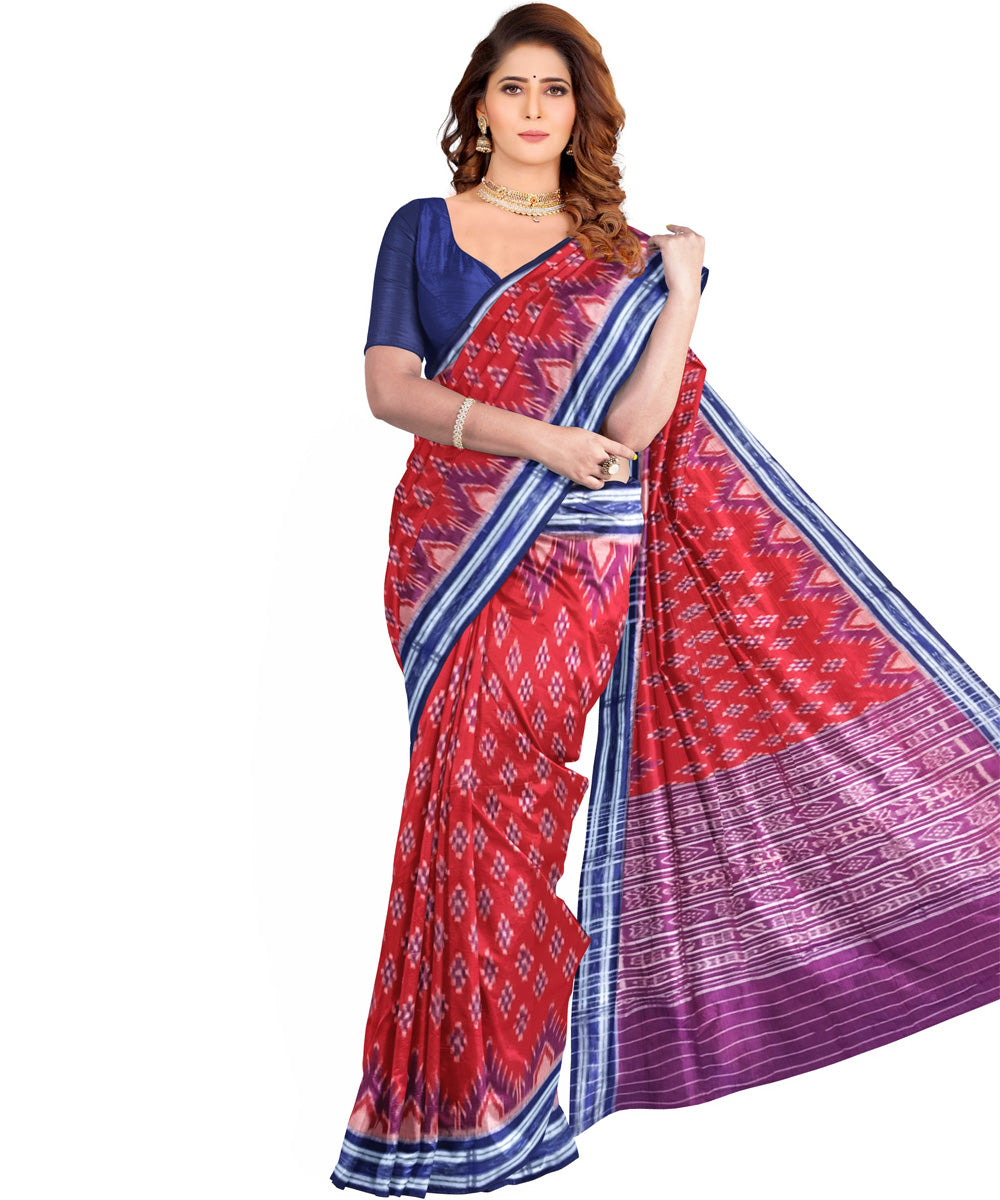 Red purple cotton handloom nuapatna saree