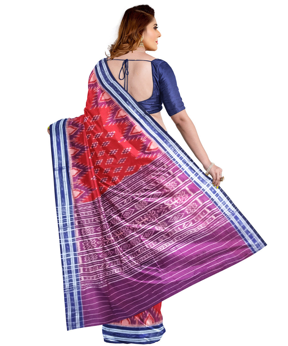 Red purple cotton handloom nuapatna saree