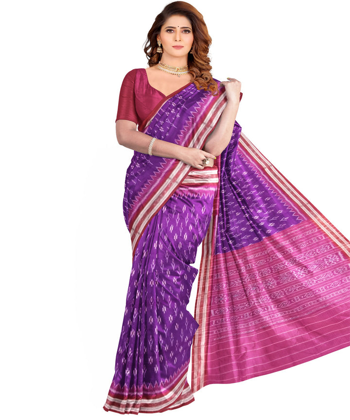 Purple pink cotton handloom nuapatna saree