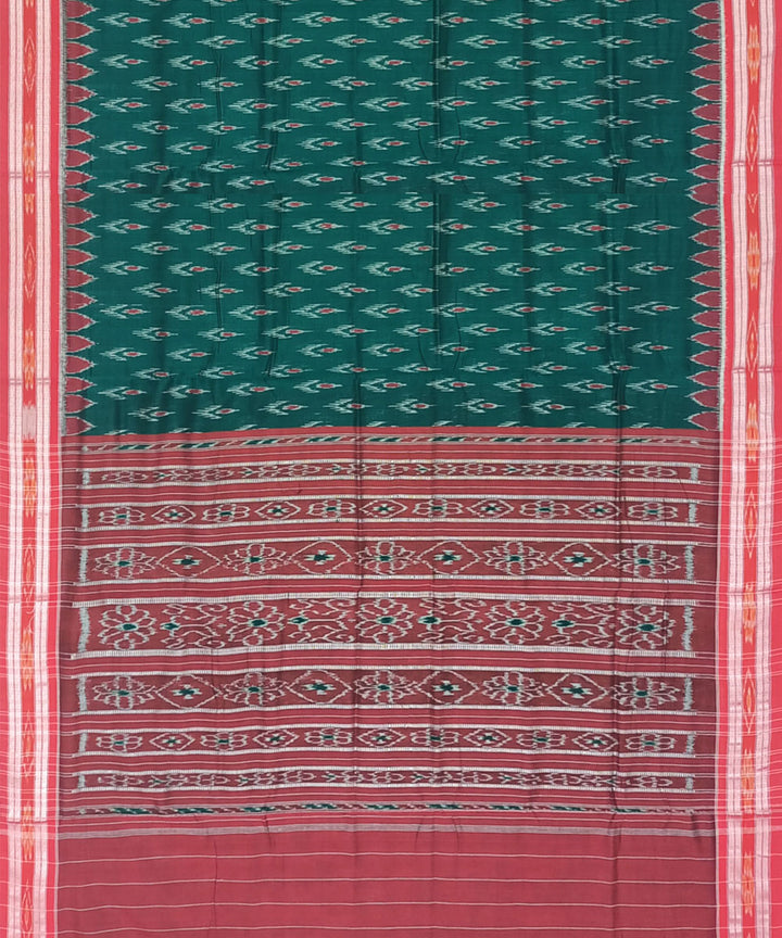 Dark green maroon cotton handloom nuapatna saree