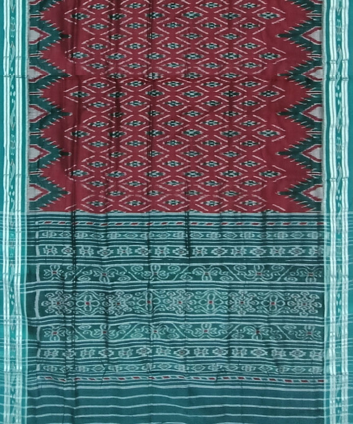 Maroon green cotton handloom nuapatna saree