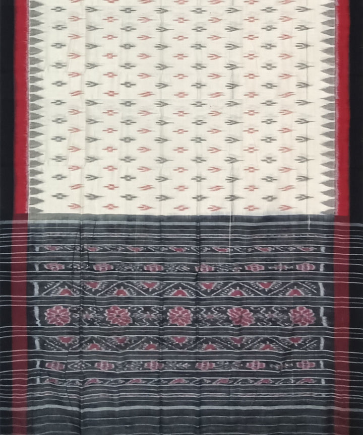 Offwhite black cotton handloom nuapatna saree