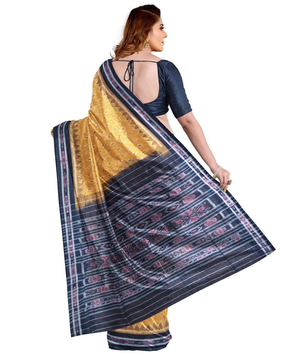 Yellow black cotton nuapatna handloom saree