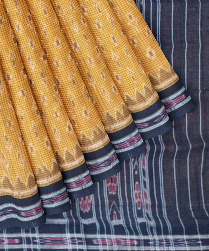 Yellow black cotton nuapatna handloom saree