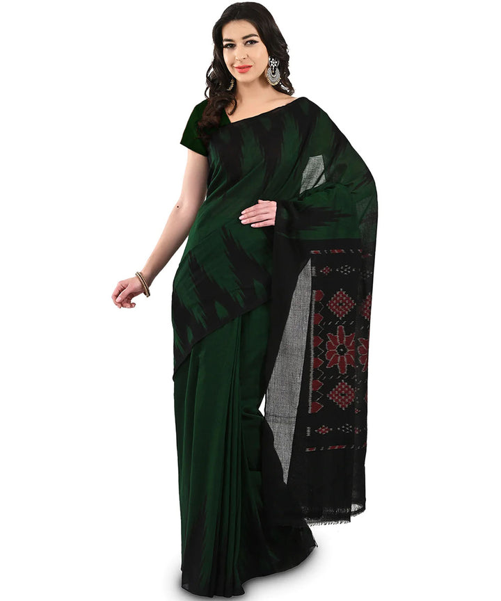 Dark green black kargil cotton handloom nuapatna saree