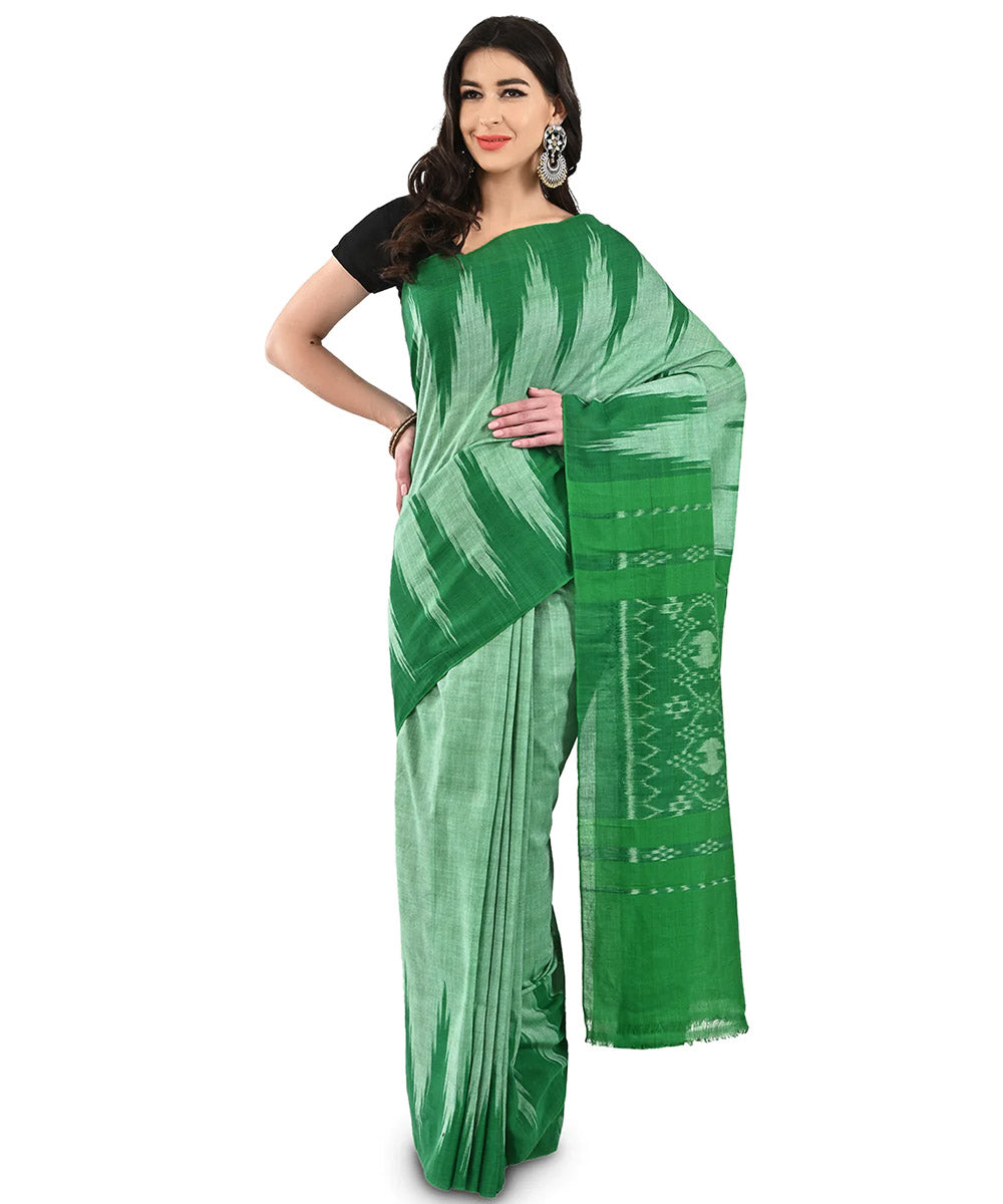 Light green dark green kargil cotton handloom nuapatna saree