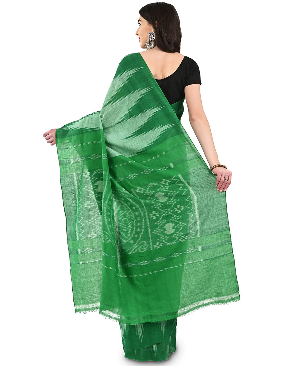 Light green dark green kargil cotton handloom nuapatna saree