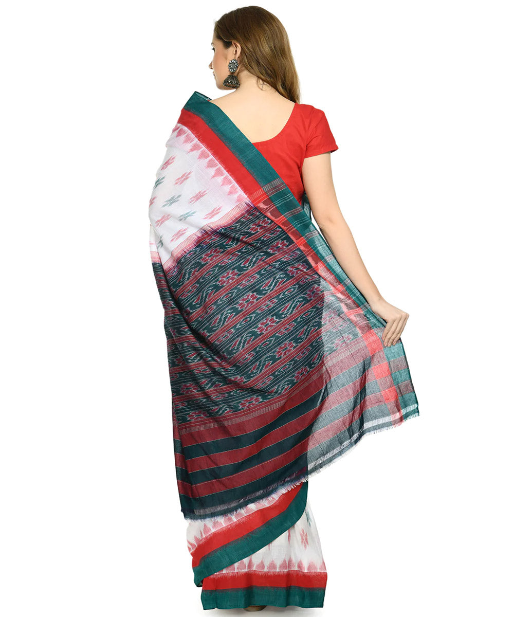 Offwhite multicolor cotton handloom nuapatna saree
