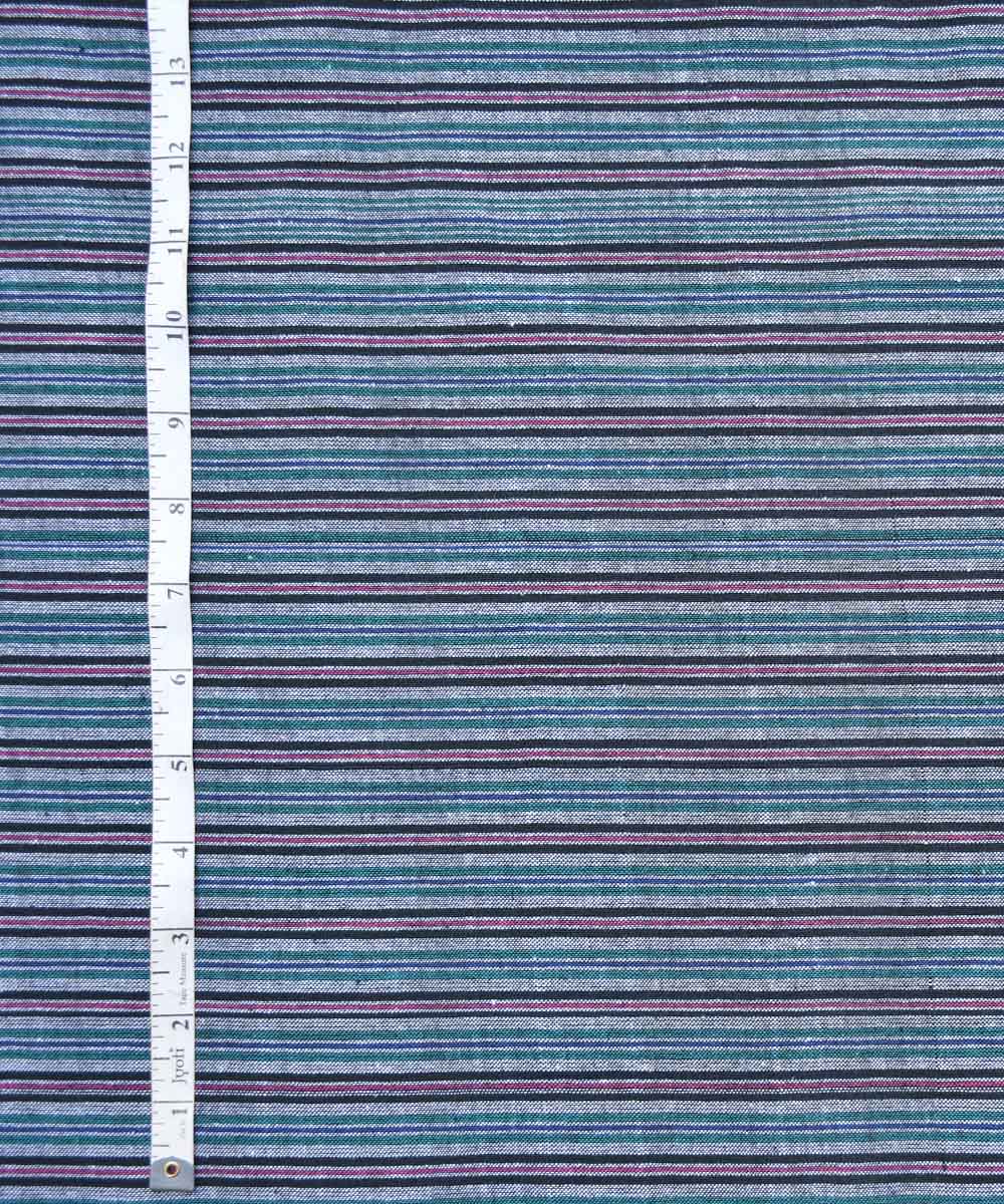 Cyan greenmulticolor handwoven cotton fabric