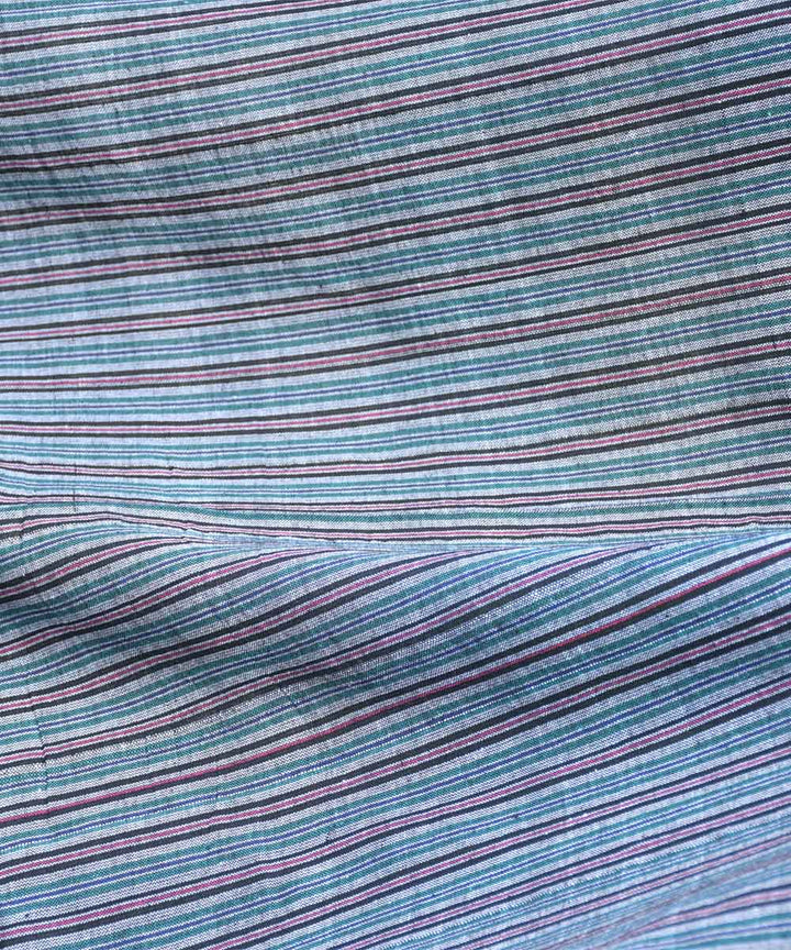 Cyan greenmulticolor handwoven cotton fabric