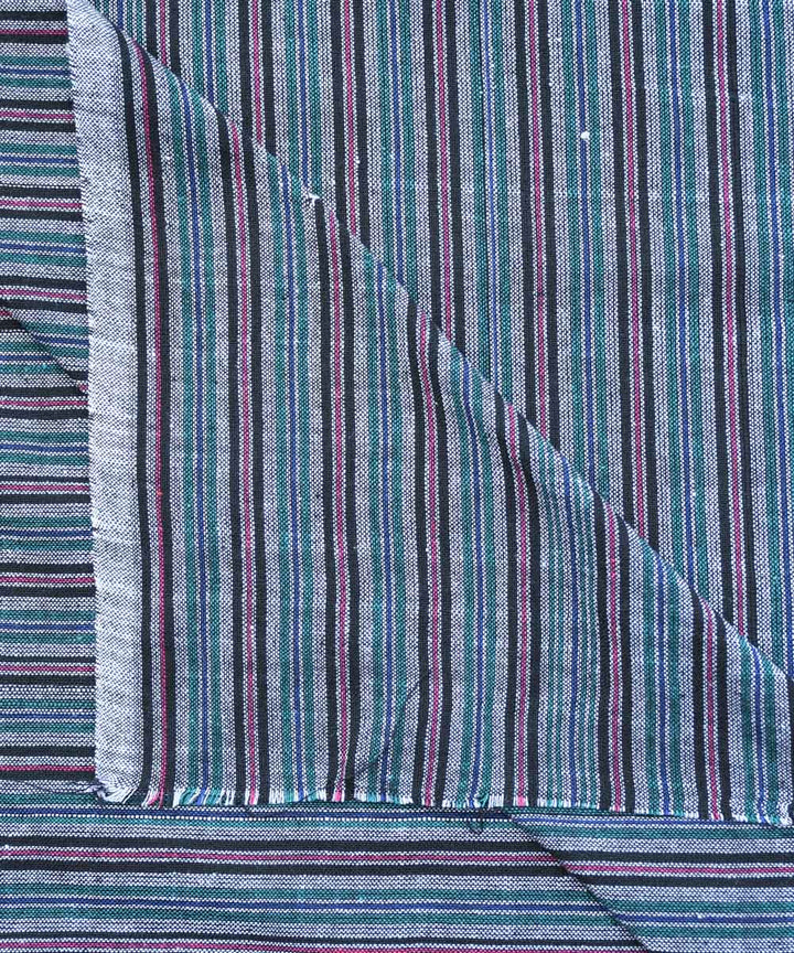 Cyan greenmulticolor handwoven cotton fabric