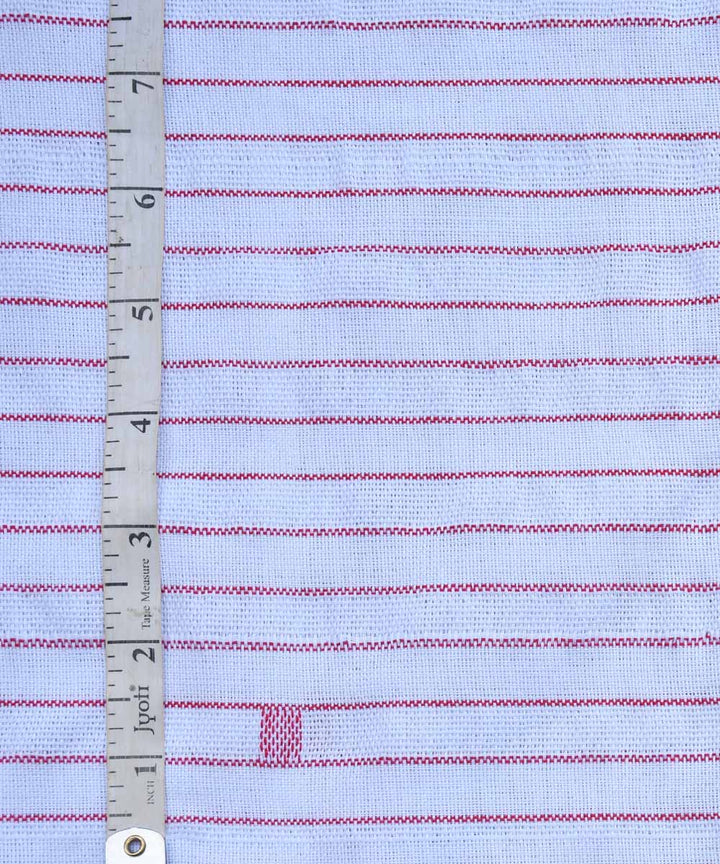 White red striped handwoven cotton fabric