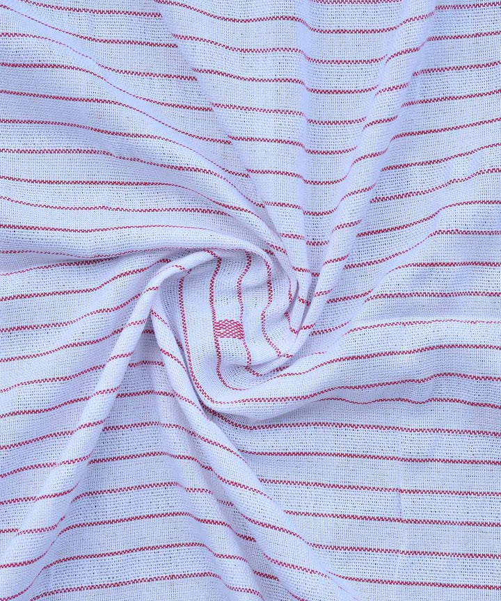 White red striped handwoven cotton fabric