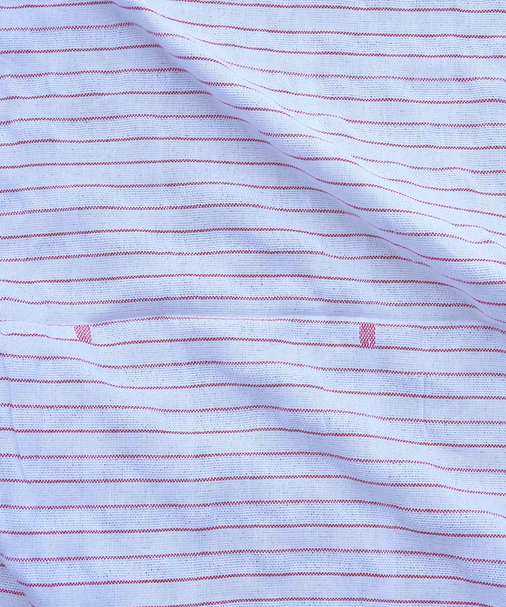 White red striped handwoven cotton fabric